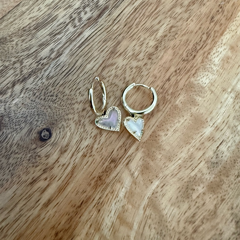 Kendra Scott Gold and Pink Heart Earrings